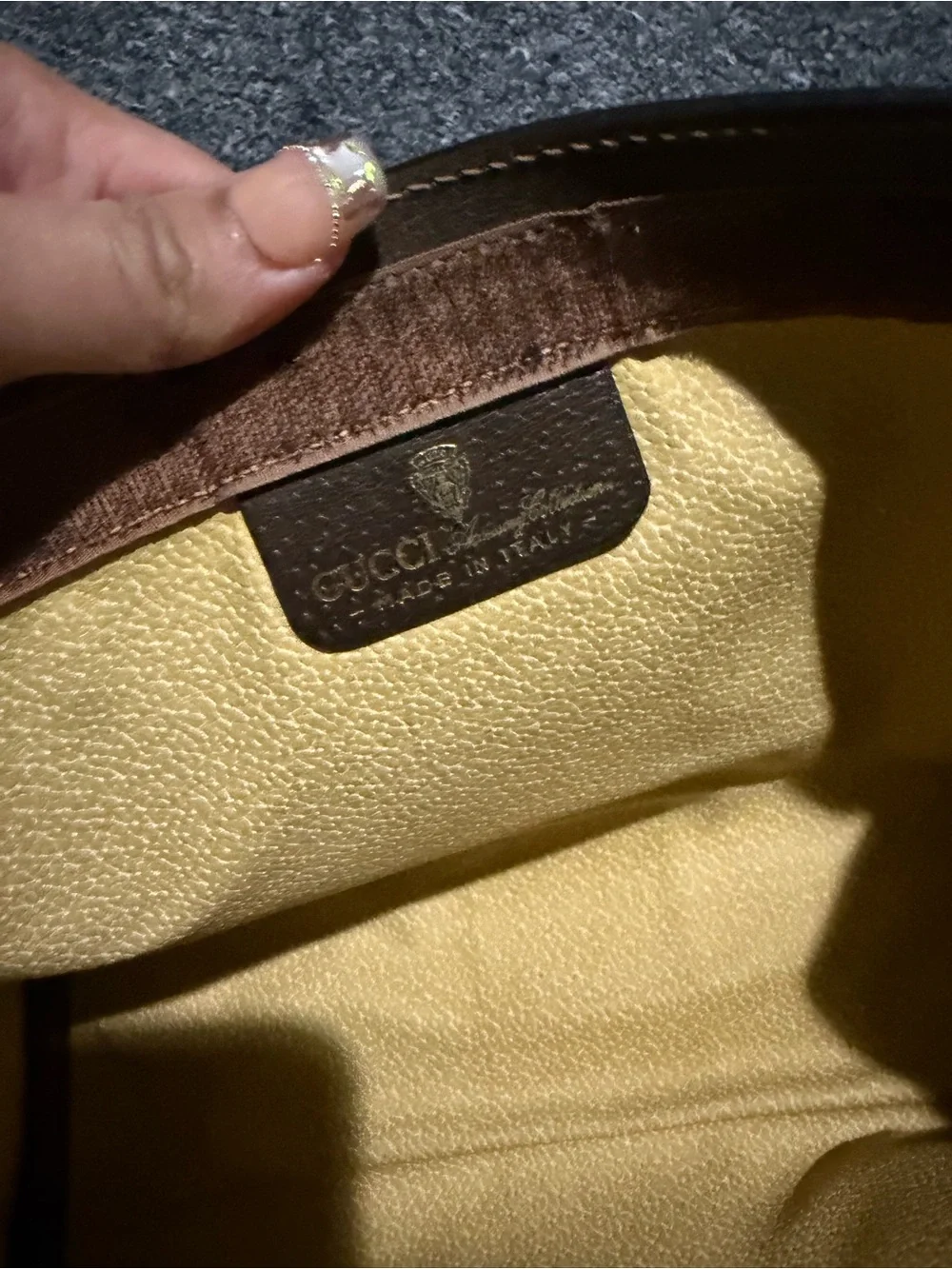Gucci GG Supreme Web Stripe Clutch in Brown/Tan